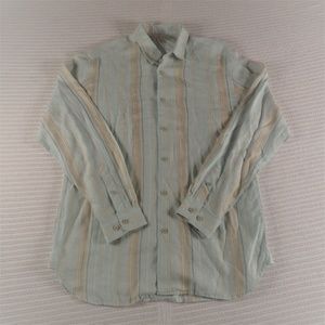 Tommy Bahama Button Down Casual Long Sleeve Hawaiian Shirt 100% Linen Size: L